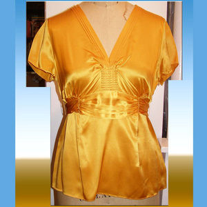 🍊 New i.e. silk bright orange blouse tie-waist M 6-8